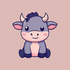 Cute cow cartoon sitting Vector Illustration