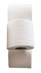 Top view of three rolls of white tissue paper in stack isolated on white background with clipping path