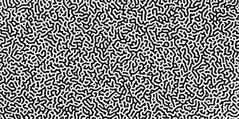 Organic seamless patterns with rounded lines Diffusion reaction background. Monochrome background of natural organic forms motion. Overlay template abstract Turing organic wallpaper background.