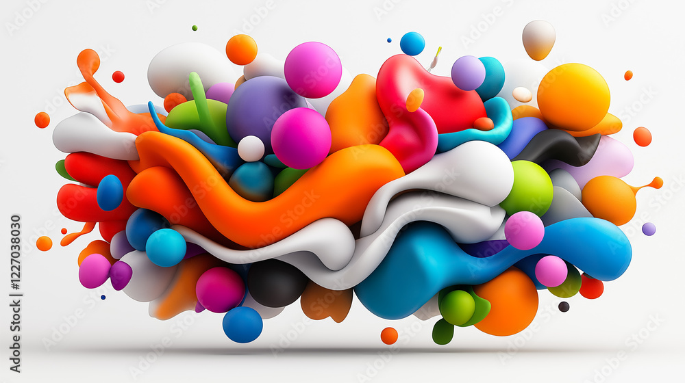 Poster bold illustrative typography showcasing dynamic colors and shapes in a vibrant display of creative c