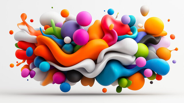 Bold illustrative typography showcasing dynamic colors and shapes in a vibrant display of creative chaos and artistic expression