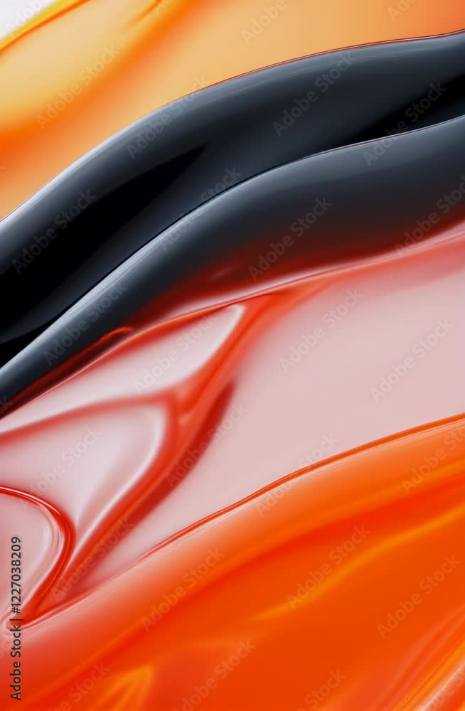 Aufkleber a black and orange fabric with a wave pattern. the orange fabric is flowing and the black fabric is 