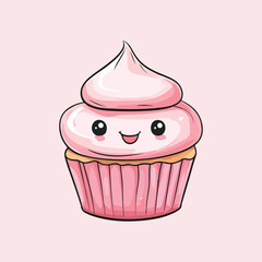 cute cupcake cartoon Vector Illustration