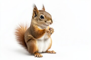 Obraz premium Adorable Red Squirrel Holds Tiny Treat