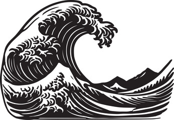 big ocean wave symbol icon silhouette design vector art illustration
