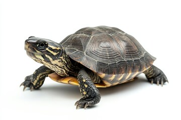 Obraz premium Striped-necked turtle on white background