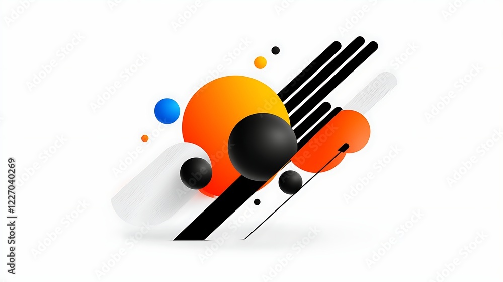 Poster dynamic abstract composition with vibrant circles and geometric lines
