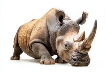 Fototapeta premium Powerful rhinoceros, low angle view