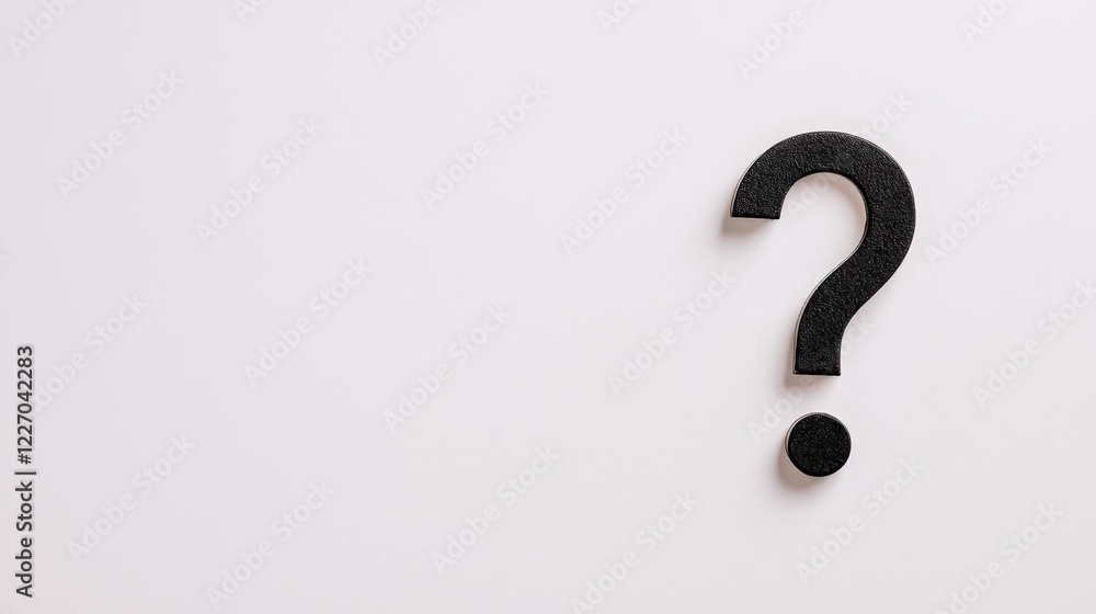 Fototapete black question mark symbol isolated on a clean white background for design and graphic use