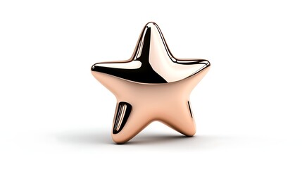 Fototapeta premium Rose Gold Metallic Star 3d Render on White Background