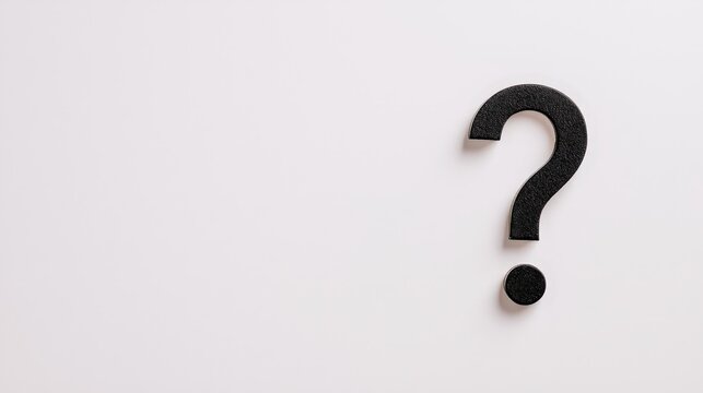 Black question mark symbol isolated on a clean white background for design and graphic use