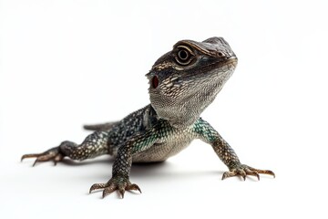 Obraz premium Close-up of a young lizard on white background.