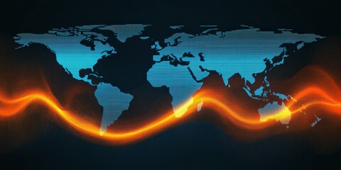 Global Network Connections Abstract Visualization of Data Flow and Technology Across Continents
