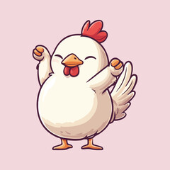 Cute chicken cartoon wake up cartoon Vector Illustration