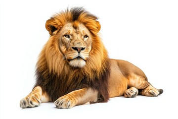 Fototapeta premium Majestic male lion resting, golden mane