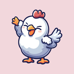 Cute chicken cartoon wake up cartoon Vector Illustration