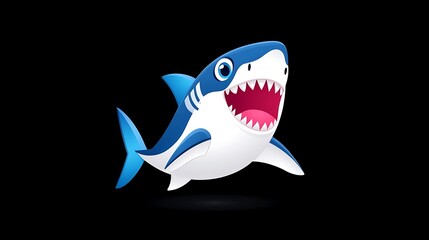 Naklejka premium Playful Blue and White Cartoon Shark Illustration