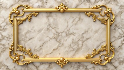 Elegant Golden Frame on Marble Background, classic design, decorative,  classic design, decorative