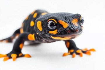 Close-up of a vibrant fire salamander