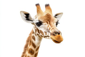Close-up of a young giraffe's face.