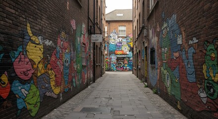 Fototapeta premium Colorful Graffiti Alleyway Urban Art Street Photography