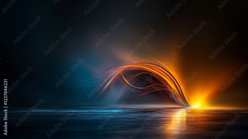 Aufkleber Dynamic light arc fading into gradient colors abstract art digital artwork artistic environment captivating perspective