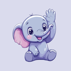 Cute elephant waving cartoon Vector Illustration