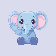 Cute elephant waving cartoon Vector Illustration