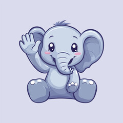 Cute elephant waving cartoon Vector Illustration