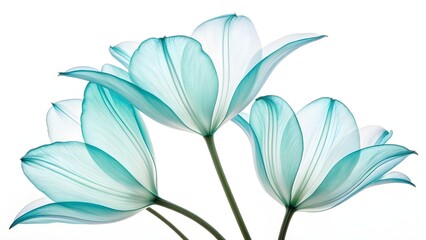 Ethereal translucent flower petals, delicate teal gradien