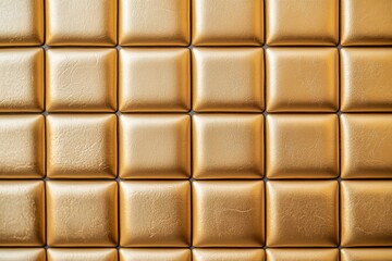 Naklejka premium Golden textured wall with square panels in a seamless pattern.