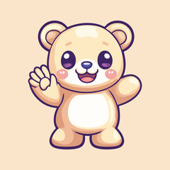 Cute Bear Waving Hand cartoon Vector Illustration