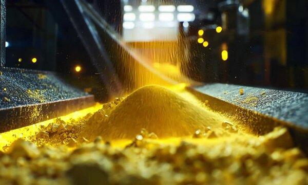 Nuclear Fuel Processing: Yellow Uranium Powder Flow in Advanced Industrial Facility