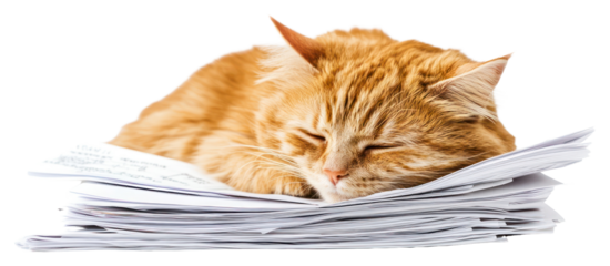 PNG Documents papers stack cat.