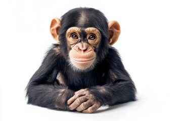 Fototapeta premium Adorable baby chimpanzee, resting its arms.