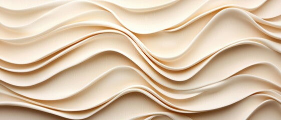 Obraz premium Textured waves of cream-colored paper creating a soft, elegant appearance.