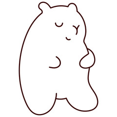 Kawaii cute one line capybara. Coloring page.