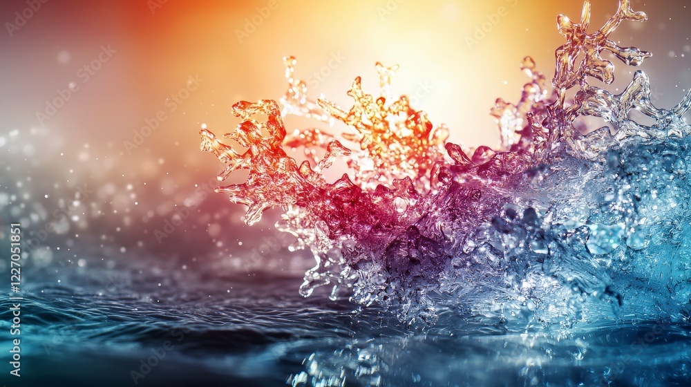Poster artistic expression of nature close-up of vibrant colors and dynamic water in abstract outdoor photo