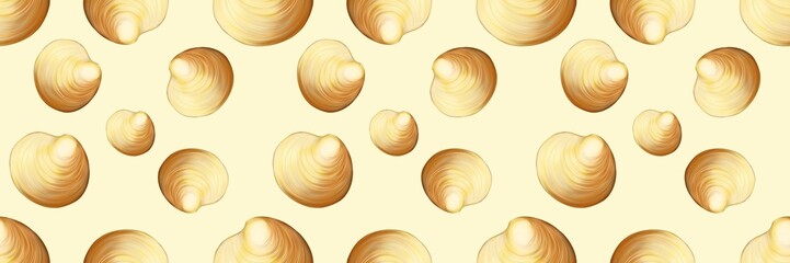 Semirealistic pattern of shell .Hand-drawn shell pattern. Shell isolated pattern for background. Spring, summer, autum season concept, Easter, nature. Design for card, print, and cover.