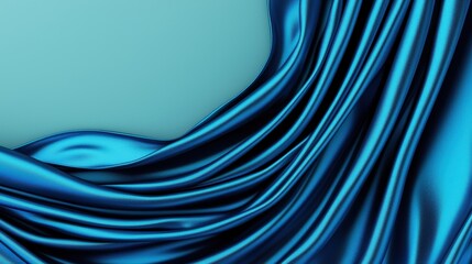 Obraz premium Flowing blue satin fabric on a soft background.