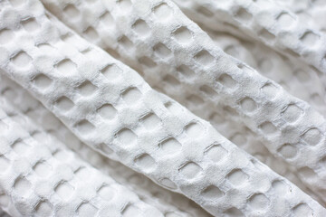 Fabric texture white waffle towel, fabric on background, large towel cell