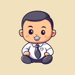 Cute Baby Boss With Pacifier Cartoon Vector Illustration