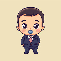 Cute Baby Boss With Pacifier Cartoon Vector Illustration