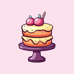 Cake Cartoon Vector Icon Illustration