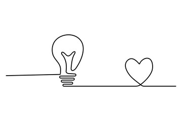 Light bulb continuous one line drawing of simple vector illustration