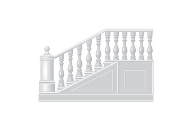 Marble staircase with marble handrails, side view. Vector illustration.  