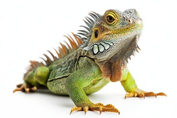Obraz premium Vibrant Green Iguana on White