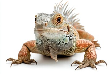 Naklejka premium Close-up of a vibrant green iguana