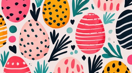 Easter day concept. Whimsical Easter Eggs with Playful Doodles and Vibrant Patterns