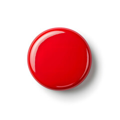 Top view 3d red button isolated on white background